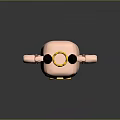 3D Cute Cartoon Pig Sculpture Featuring Black Horns Yellow Crown Outstretched Arms And Angry Expression