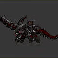 Smart Machine Dinosaur Shaped Design With Red Silver Mechanical Armor And Robotic Limbs 3d model