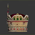 Ornate Crown Decorative Home Accessory Adorned with Diamonds Red Green Gemstones