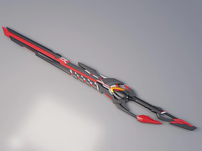Modern Black and Red Blade Weapon with Sleek Futuristic Design and Decorative Details 3d model