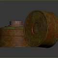 Rusty Old Military Bomb Shells Circular Ammunition With Rusty Texture
