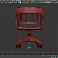 Classic Wooden Single Chair With Armrest Swivel Base And Wheels