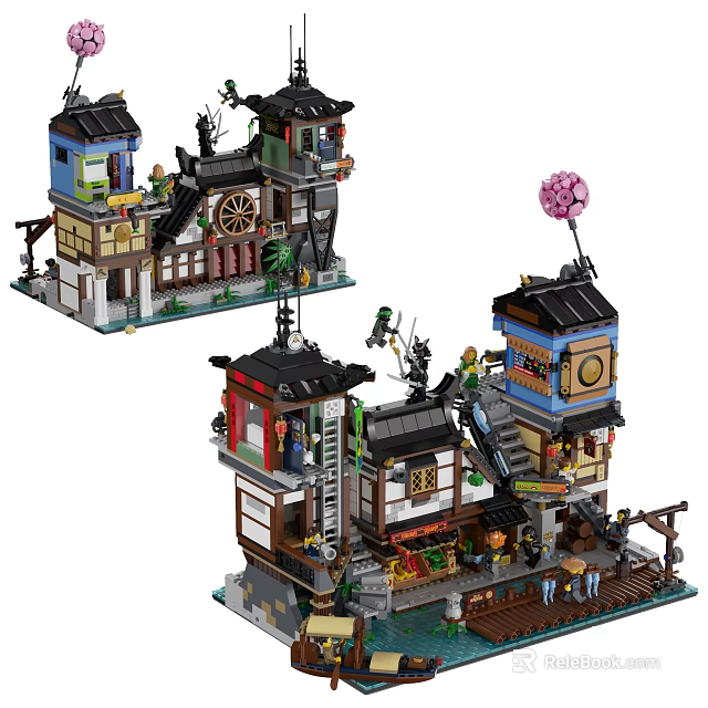 Traditional Chinese Building Blocks Architecture Featuring Multi Layer Structure Detailed Roofs Windows And Miniature Figures 3d model 