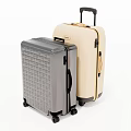 Modern Gray and Beige Suitcases with Wheels and Telescopic Handles for Travel