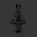 Futuristic Mechanical Weapon With Black Body Red Details And Barrel Design