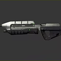 Futuristic Sci Fi Weapon With Metallic Silver Black Body And Green Accents