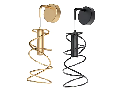 Modern Gold and Black Spiral Design Wall Lamps for Interior Decoration 3d model