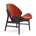 Modern Leisure Chair With Orange Cushion And Black Wooden Frame