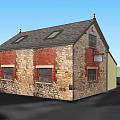 Charming Detached House With Stone Exterior Red Brick Accents Grey Roof And Skylights