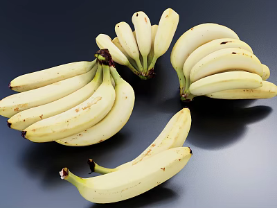 Local Fruit Shop Displaying Fresh Ripe Banana Bunches With Yellow Skin 3d model