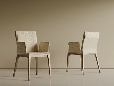 Modern Comfortable Light Luxury Upholstered Dining Chairs With Textured Fabric And Solid Wood Legs 3d model