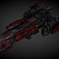 Futuristic Red Black Spaceship With Detailed Mechanical Structure And Armored Sections For Space Travel