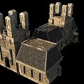 Ancient Stone Architecture Featuring Multiple Towers Spires Arched Doorways And Windows 3d model