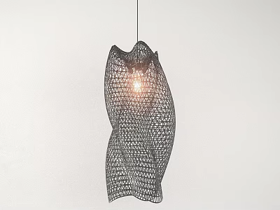 Modern Black Woven Chandelier With Irregular Shape And Warm Glowing Light 3d model