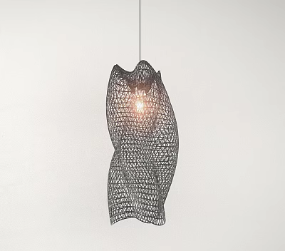 Modern Black Woven Chandelier With Irregular Shape And Warm Glowing Light 3d model