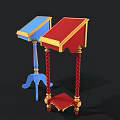Stylish Decorative Side Tables In Blue And Red With Gold Accents For Home Living