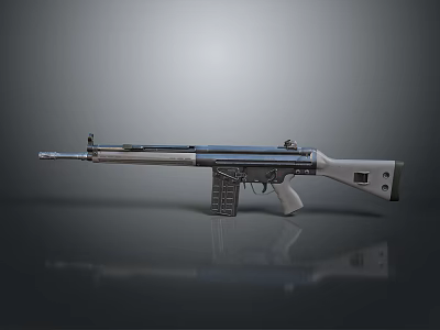 Modern Tactical Rifle With White Stock Metallic Body And Detachable Magazine 3d model