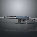 Modern Tactical Rifle With White Stock Metallic Body And Detachable Magazine