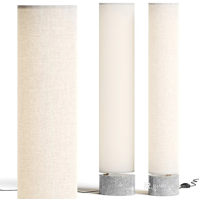 Minimalist Floor Lamps with Linen Shades and White Finish for Modern Home Decor 3d model 