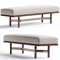 Modern Sofa Bench With Wooden Frame And Beige Fabric Cushion Design