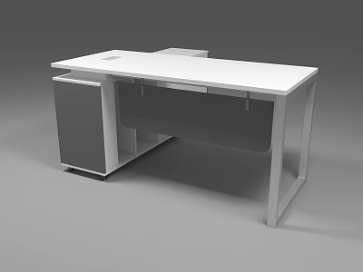 Modern Office Desk Interior Design With White Tabletop And Storage Cabinet 3d model