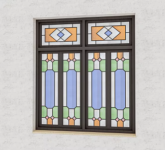 Chinese Manchuria Window Stained Glass Flower Window Nanyang Windshield 3d model