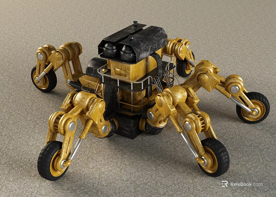 Intelligent Spider Like Machine With Multiple Mechanical Legs And Wheels For Industrial Use 3d model 