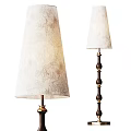 Elegant Floor Lamps With Floral Pattern And Plain Shades Dark Wooden Poles Golden Accents