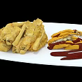 Delicious Crispy Fried Food Served With Savory Sauce On White Plate