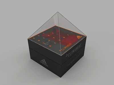 Adidas Limited Edition Red Shoes In Transparent Pyramid Top Black Box 3d model