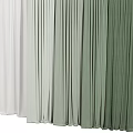 White to Green Gradient Curtains for Home Decor Window Treatment 3d model