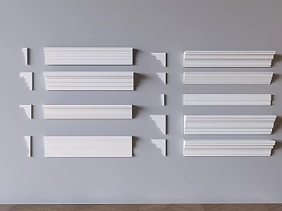 Different Types of Gypsum Moldings for Interior Wall and Ceiling Decoration 3d model