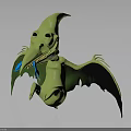 Green Cartoon Pterosaur Character With Long Beak Sharp Teeth And Green Wings 3d model
