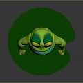 Cute Green Frog with Big Eyes and Blue Belly standing on Green Lily Pad