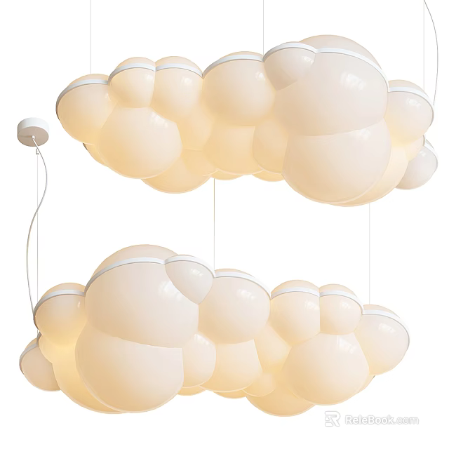 Modern Cloud Shaped White Chandelier With Spherical Bubble Design For Interior Decoration 3d model 