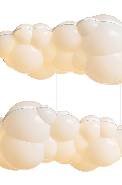 Modern Cloud Shaped White Chandelier With Spherical Bubble Design For Interior Decoration 3d model