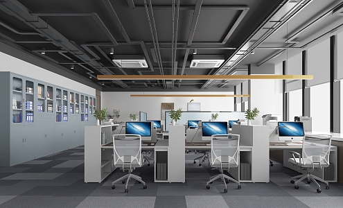 Modern open office area office 3d model