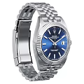 Luxury Rolex Watch With Blue Dial Silver Metal Bracelet And Date Function