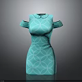 Stylish Turquoise Off Shoulder Dress With Geometric Circular Patterns For Fashionable Casual Wear