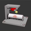 Experimental Mechanical Equipment With Metal Frame Red Component Golden Ball And Scroll With Red Patterns