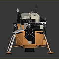 Detailed Lunar Lander Model Featuring Golden Black Structure Landing Legs Ladder And American Flag
