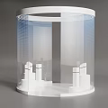 Circular Showcase Shelf with White Frame and Transparent Panels for Product