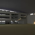 Modern Building Exterior With Curved Roof White Walls Perforated Facade And Glass Windows