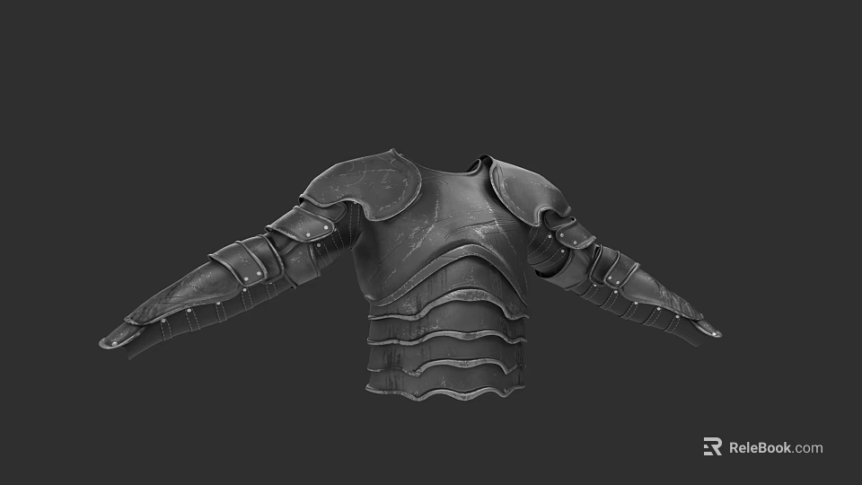 Game Movie Character Medieval Metal Armor 3D Model With Shoulder Chest Plates 3d model 