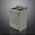 White Gas Stove With Multiple Burners Oven And Control Knobs For Kitchen