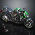 Sleek Black and Green Motorcycle With Modern Sporty Design Shiny Body Chrome Exhaust Black Seat