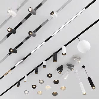 Modern Spotlight Track Spotlight Combination 3d model