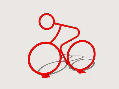 Red Bicycle Line Art Icon Design With Simple Outline And Shadow 3d model