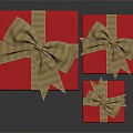 Red Gift Boxes With Gold Ribbons And Bows In Different Sizes For Daily Use