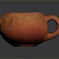 Handmade Orange Textured Ceramic Cup With Curved Handle For Daily Use 3d model
